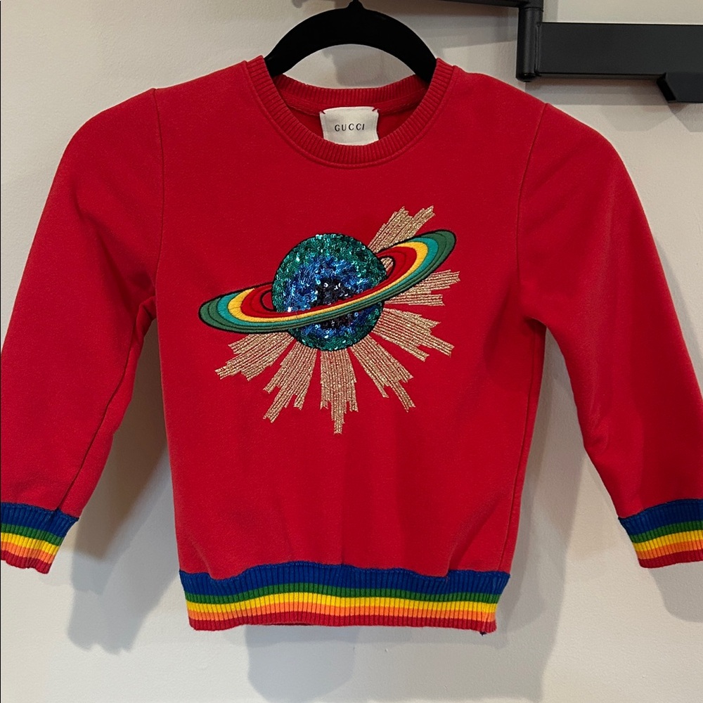 Gucci Kids Red Sweatshirt with Planet Design